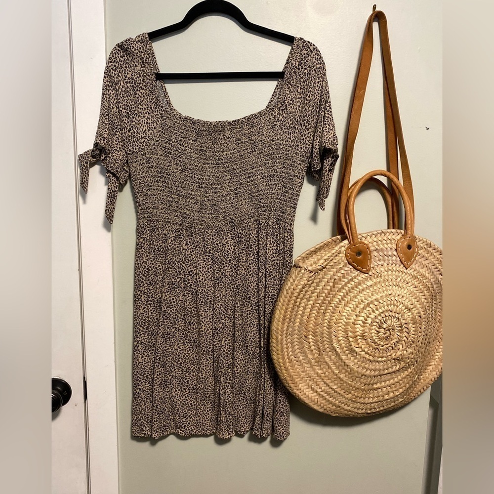 American Eagle Outfitters Animal Print dress - smocked top flowy bottom - small